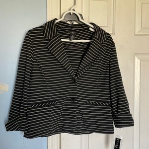 Black jacket with gray stripes. Light petite large
